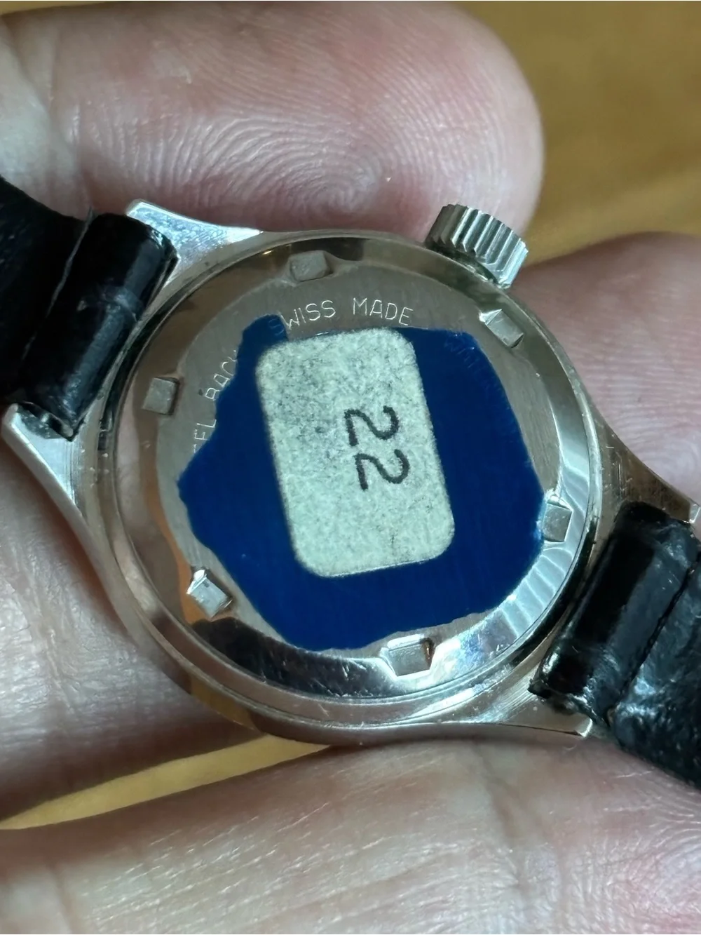 Vintage Louis Philippe White Dial Watch with Gold Bezel and Black Strap 1970 !